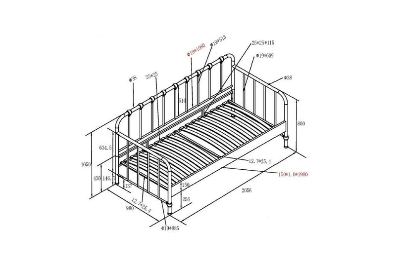 Loftsäng Bronxx Svart 90x200 cm - Barn & bebis - Barnmöbler - Barnsäng & juniorsäng