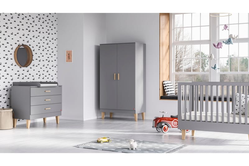 LOUNGE Spjälsäng 70x140 cm Grå/Trä/Natur - Grå/Ek - Barn & bebis - Barnmöbler - Barnsäng & juniorsäng