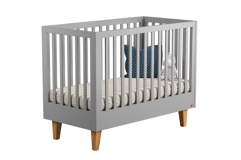 LOUNGE Spjälsäng 70x140 cm Grå/Trä/Natur - Grå/Ek - Barn & bebis - Barnmöbler - Barnsäng & juniorsäng