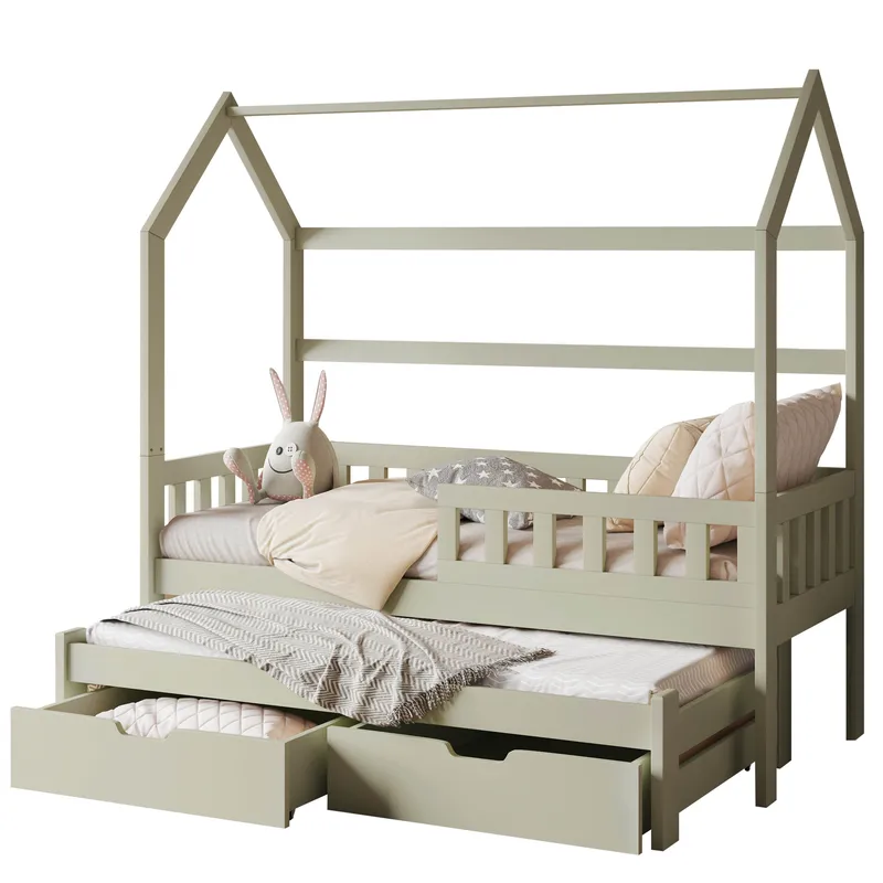 Majbelle Sängram Hussäng 90x200 cm med förvaring och extra liggplats, grön