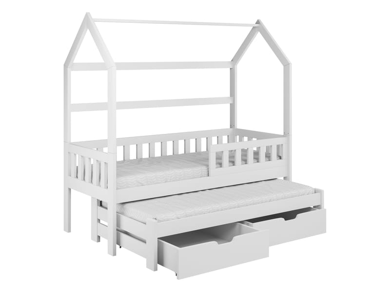 Majbelle Sängram Hussäng 90x200 cm med förvaring och extra liggplats - vit - Barn & bebis - Barnmöbler - Barnsäng & juniorsäng - Hussäng