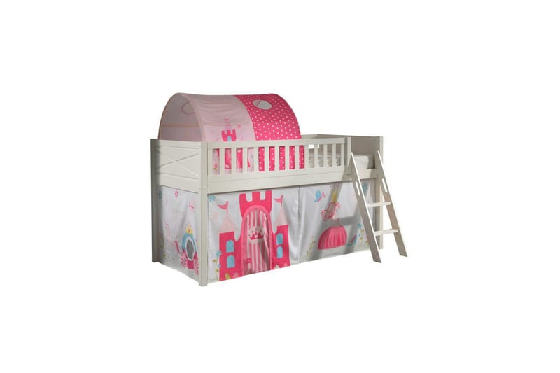 Mellanstegsäng med stege och matchande textilset (lekgardin och tunnel) Scott Prinsessa - Prinsessa - Barn & bebis - Barnmöbler - Barnsäng & juniorsäng - Hussäng