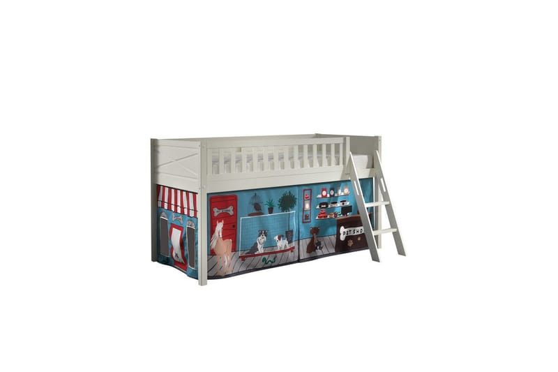 Mellanstegsäng med stege och matchande textilset (lekgardin) Scott Husdjursaffär, Djurbutik - Husdjursaffär, Djurbutik - Barn & bebis - Barnmöbler - Barnsäng & juniorsäng - Hussäng