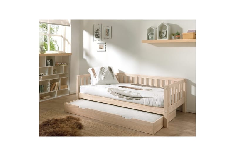 Säng Fritz med 1 Låda Naturlig - Naturlig - Barn & bebis - Barnmöbler - Barnsäng & juniorsäng