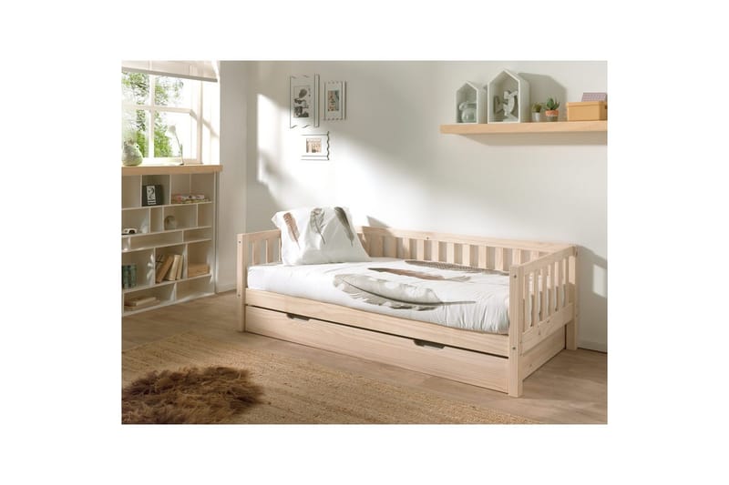 Säng Fritz med 1 Låda Naturlig - Naturlig - Barn & bebis - Barnmöbler - Barnsäng & juniorsäng