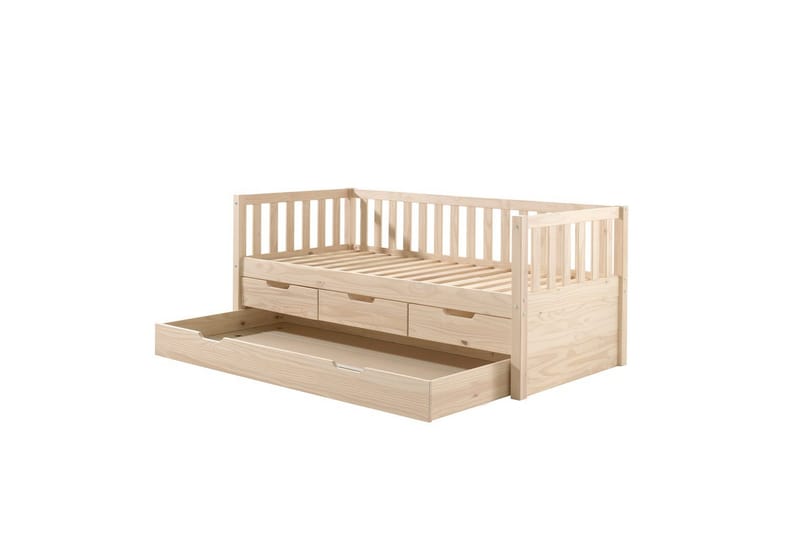 Säng Fritz med 3 Lådor och Undersäng Naturlig - Naturlig - Barn & bebis - Barnmöbler - Barnsäng & juniorsäng