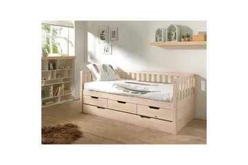 Säng Fritz med 3 Lådor och Undersäng Naturlig - Naturlig - Barn & bebis - Barnmöbler - Barnsäng & juniorsäng