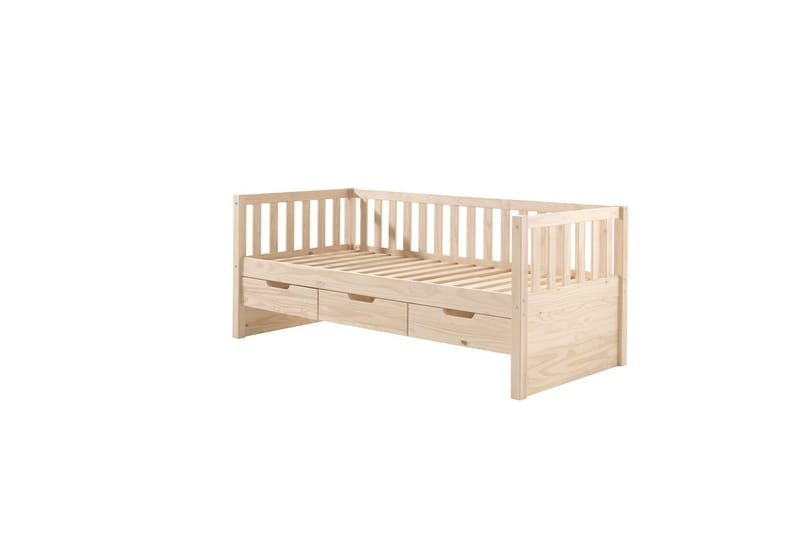 Säng Fritz med 3 Lådor och Undersäng Naturlig - Naturlig - Barn & bebis - Barnmöbler - Barnsäng & juniorsäng