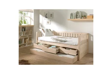 Säng Fritz med 3 Lådor och Undersäng Naturlig - Naturlig - Barn & bebis - Barnmöbler - Barnsäng & juniorsäng