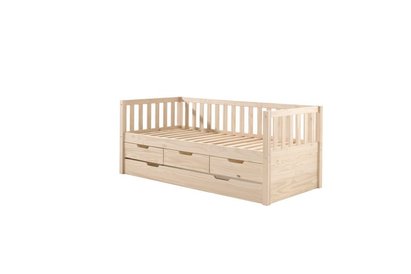 Säng Fritz med 3 Lådor och Undersäng Naturlig - Naturlig - Barn & bebis - Barnmöbler - Barnsäng & juniorsäng