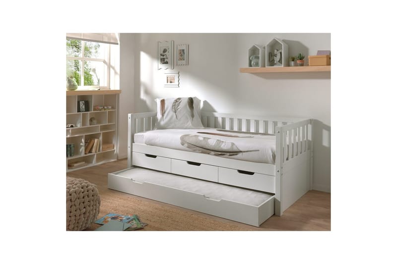 Säng Fritz med 3 Lådor och Undersäng Vit - Vit - Barn & bebis - Barnmöbler - Barnsäng & juniorsäng
