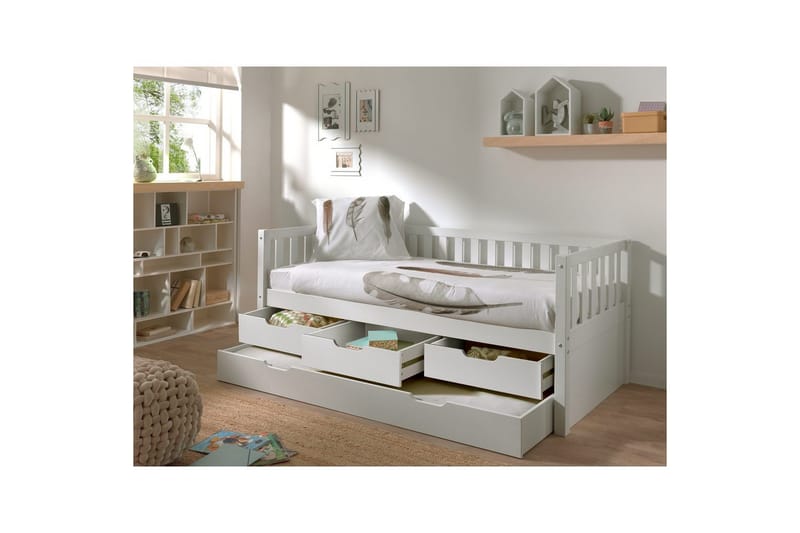 Säng Fritz med 3 Lådor och Undersäng Vit - Vit - Barn & bebis - Barnmöbler - Barnsäng & juniorsäng