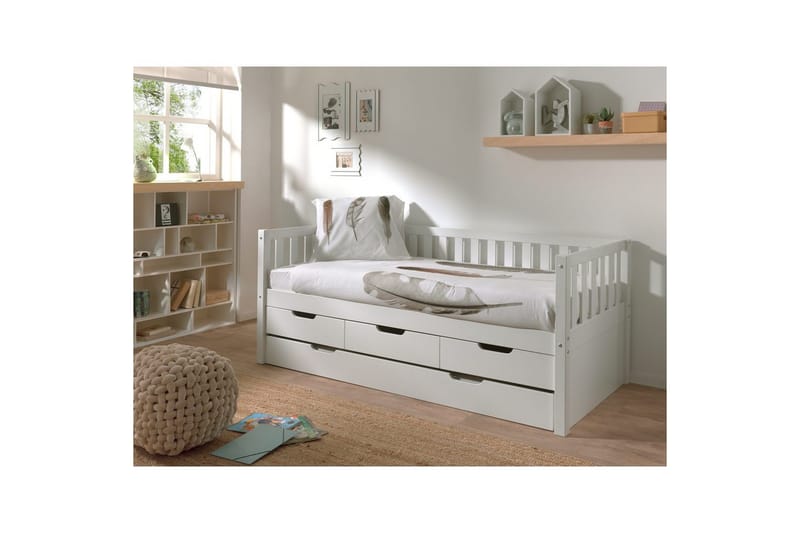 Säng Fritz med 3 Lådor och Undersäng Vit - Vit - Barn & bebis - Barnmöbler - Barnsäng & juniorsäng