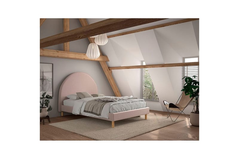 Säng med 2 nattduksbord Moon 140x200 cm Rosa - Rosa - Barn & bebis - Barnmöbler - Barnsäng & juniorsäng