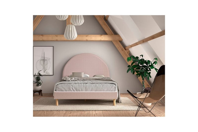 Säng med 2 nattduksbord Moon 140x200 cm Rosa - Rosa - Barn & bebis - Barnmöbler - Barnsäng & juniorsäng
