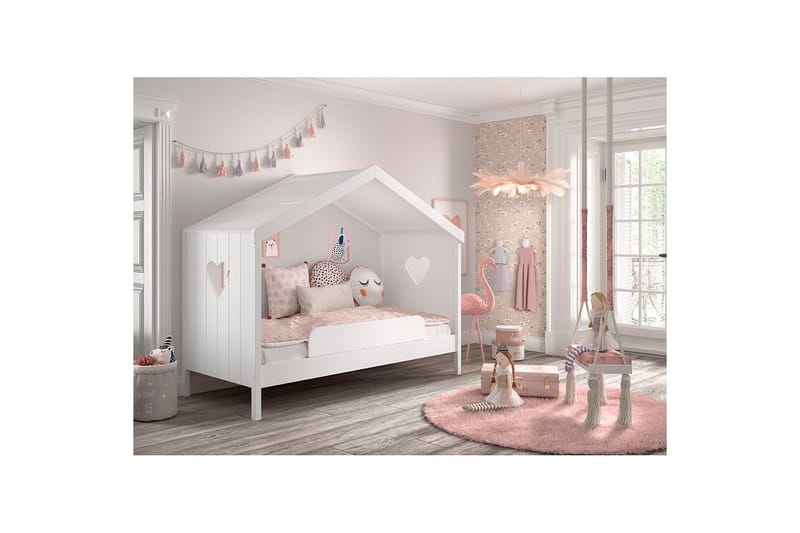 Säng med fallskydd Amori Vit - Barn & bebis - Barnmöbler - Barnsäng & juniorsäng - Hussäng