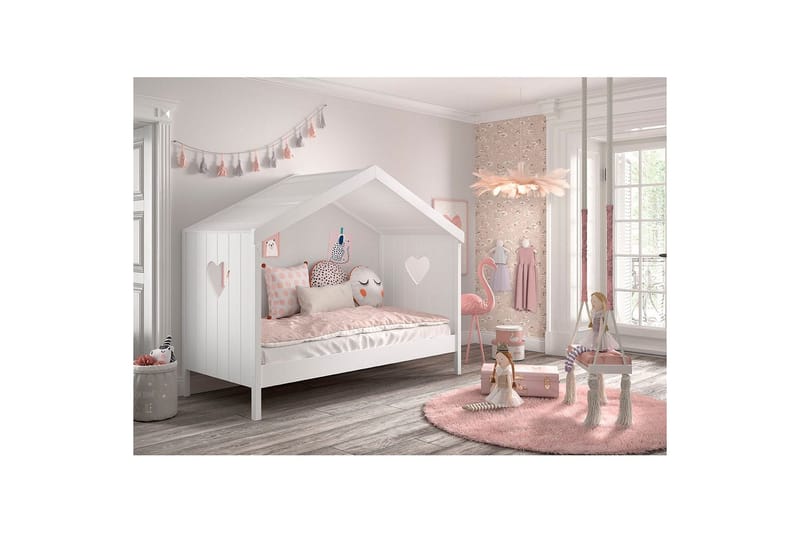 Säng med fallskydd Amori Vit - Barn & bebis - Barnmöbler - Barnsäng & juniorsäng - Hussäng