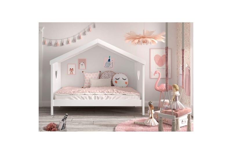 Säng med fallskydd Amori Vit - Barn & bebis - Barnmöbler - Barnsäng & juniorsäng - Hussäng