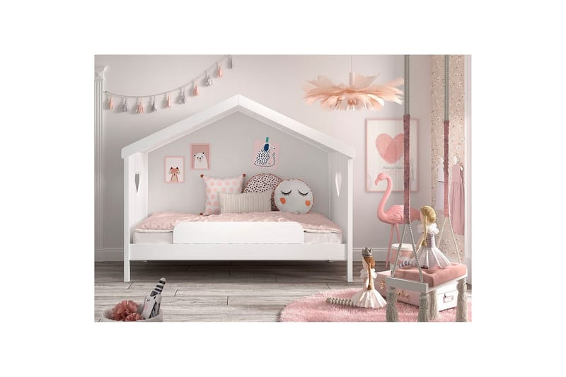 Säng med fallskydd Amori Vit - Barn & bebis - Barnmöbler - Barnsäng & juniorsäng - Hussäng