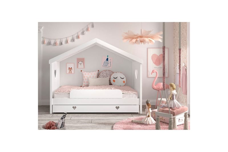 Säng med låda fallskydd Amori Vit - Barn & bebis - Barnmöbler - Barnsäng & juniorsäng - Hussäng