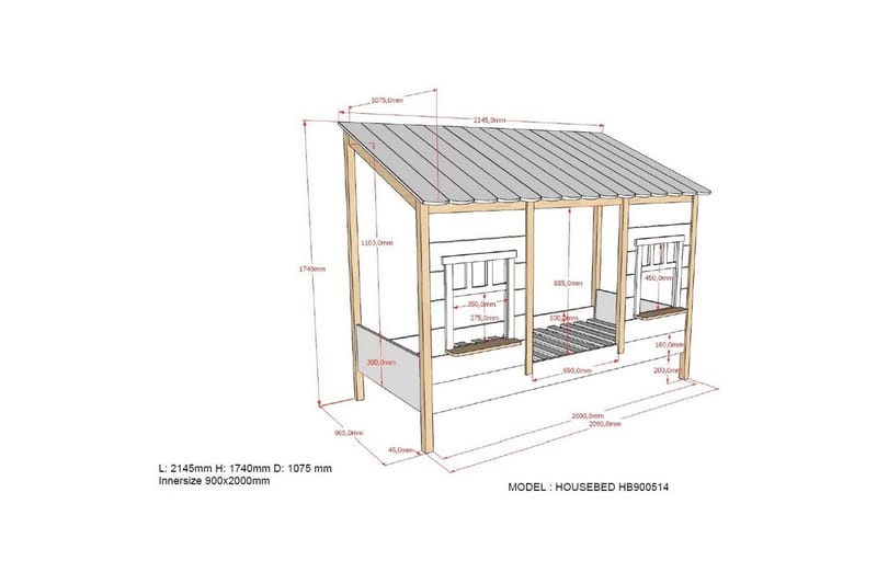 Säng med låda Hussäng Brun - Brun - Barn & bebis - Barnmöbler - Barnsäng & juniorsäng - Hussäng