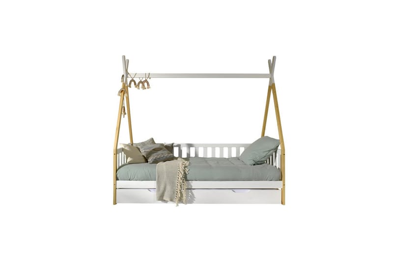 Säng med Låda Tipi Vit, Med staket - Vit, Med staket - Barn & bebis - Barnmöbler - Barnsäng & juniorsäng - Hussäng