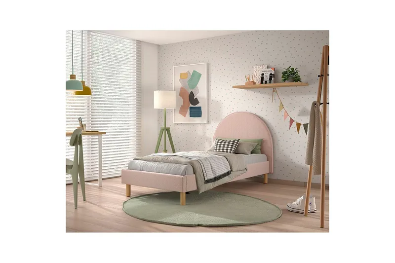 Säng med nattduksbord Moon 90x200 cm Rosa - Rosa - Barn & bebis - Barnmöbler - Barnsäng & juniorsäng