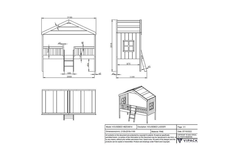 Säng med stege Hussäng - Barn & bebis - Barnmöbler - Barnsäng & juniorsäng - Hussäng