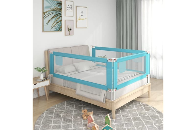 Sängskena för barn blå 140x25 cm tyg - Blå - Barnsäng & juniorsäng - Barnrum