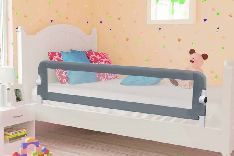 Sängskena för barn grå 150x42 cm polyester - Grå - Barn & bebis - Barnmöbler - Barnsäng & juniorsäng