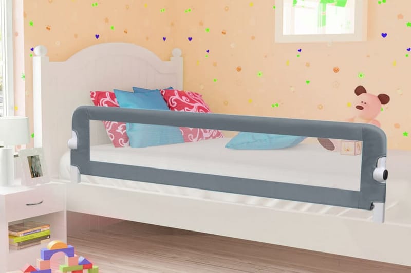 Sängskena för barn grå 180x42 cm polyester - Grå - Barn & bebis - Barnmöbler - Barnsäng & juniorsäng