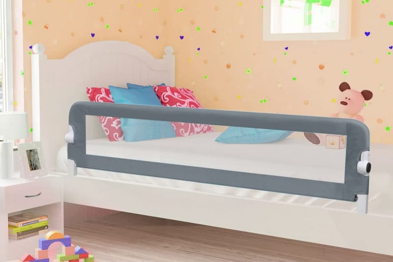 Sängskena för barn grå 180x42 cm polyester - Grå - Barnsäng & juniorsäng - Barnrum