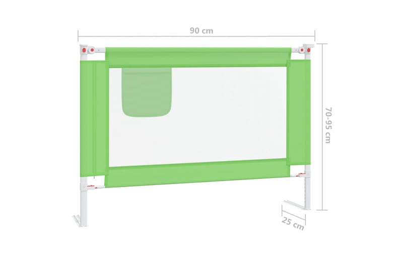 Sängskena för barn grön 90x25 cm tyg - Grön - Barn & bebis - Barnmöbler - Barnsäng & juniorsäng