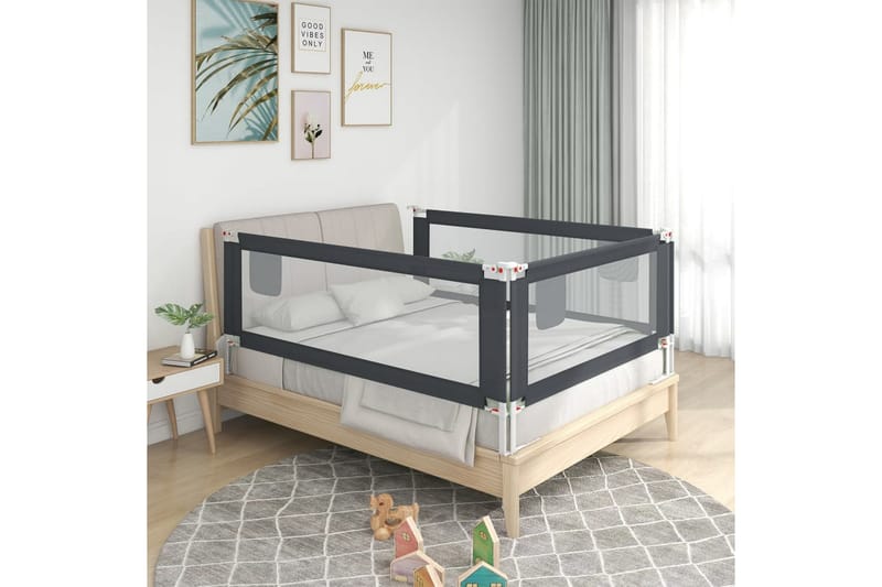 Sängskena för barn mörkgrå 150x25 cm tyg - Grå - Barnsäng & juniorsäng - Barnrum