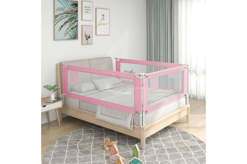 Sängskena för barn rosa 200x25 cm tyg - Rosa - Barn & bebis - Barnmöbler - Barnsäng & juniorsäng