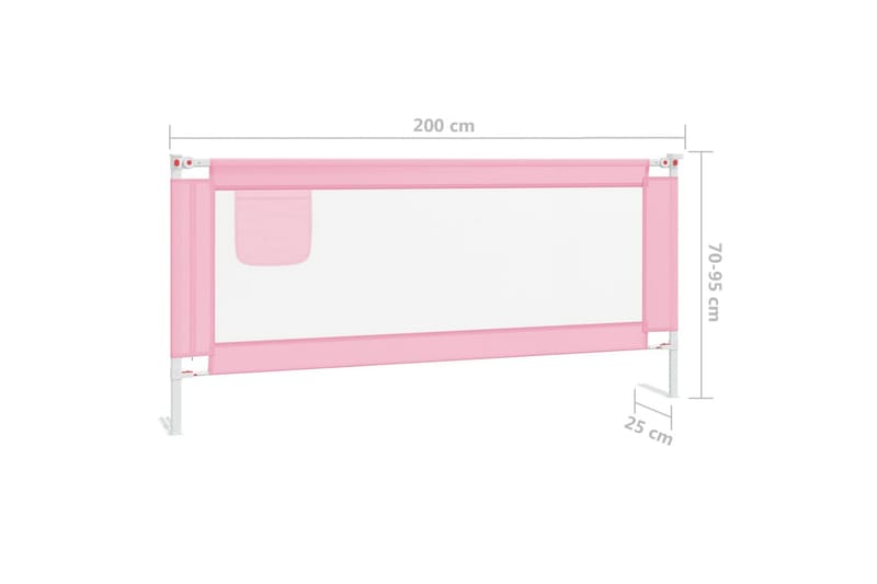 Sängskena för barn rosa 200x25 cm tyg - Rosa - Barn & bebis - Barnmöbler - Barnsäng & juniorsäng