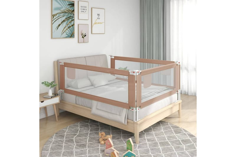 Sängskena för barn taupe 90x25 cm tyg - Brun - Barnsäng & juniorsäng - Barnrum