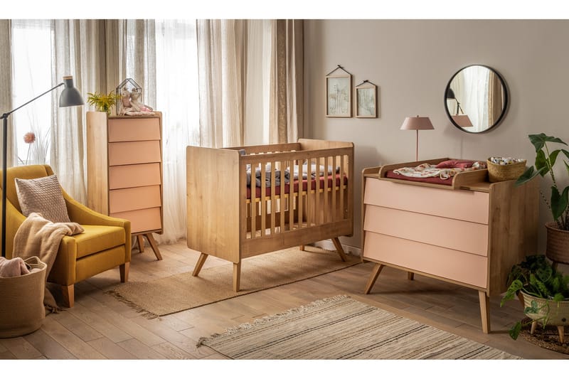 VINTAGE Spjälsäng 70x140 cm Trä/Natur - Ek - Barn & bebis - Barnmöbler - Barnsäng & juniorsäng