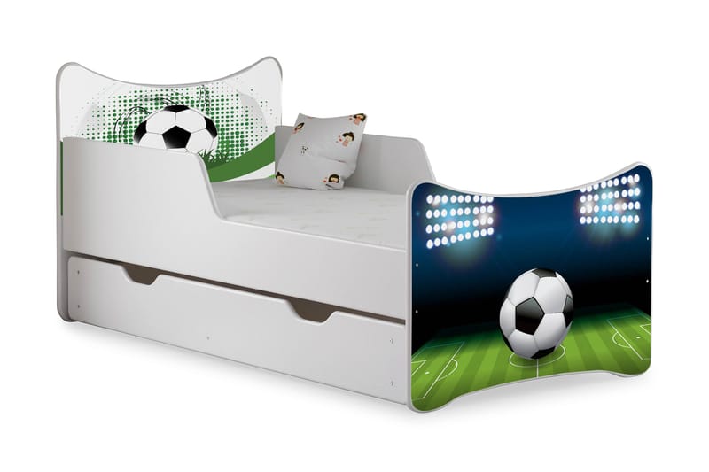 WIGGLY Barnsäng med Förvaring Fotboll inkl Madrass Vit - Barnsäng & juniorsäng - Barnrum - Barnsäng med förvaring