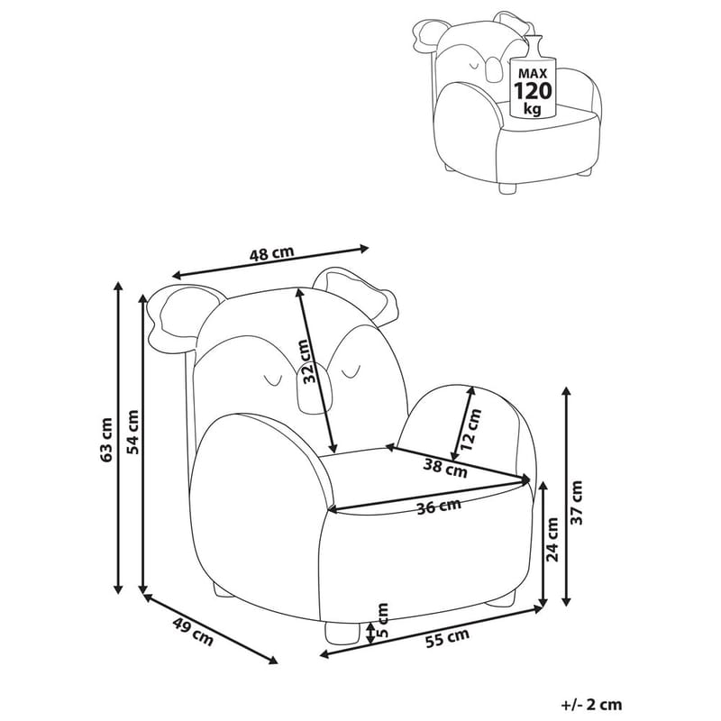 Barnfåtölj Hervik - Beige, vit, brun/55x49x63 - Barn & bebis - Barnmöbler - Barnstolar & fåtöljer - Barnfåtölj