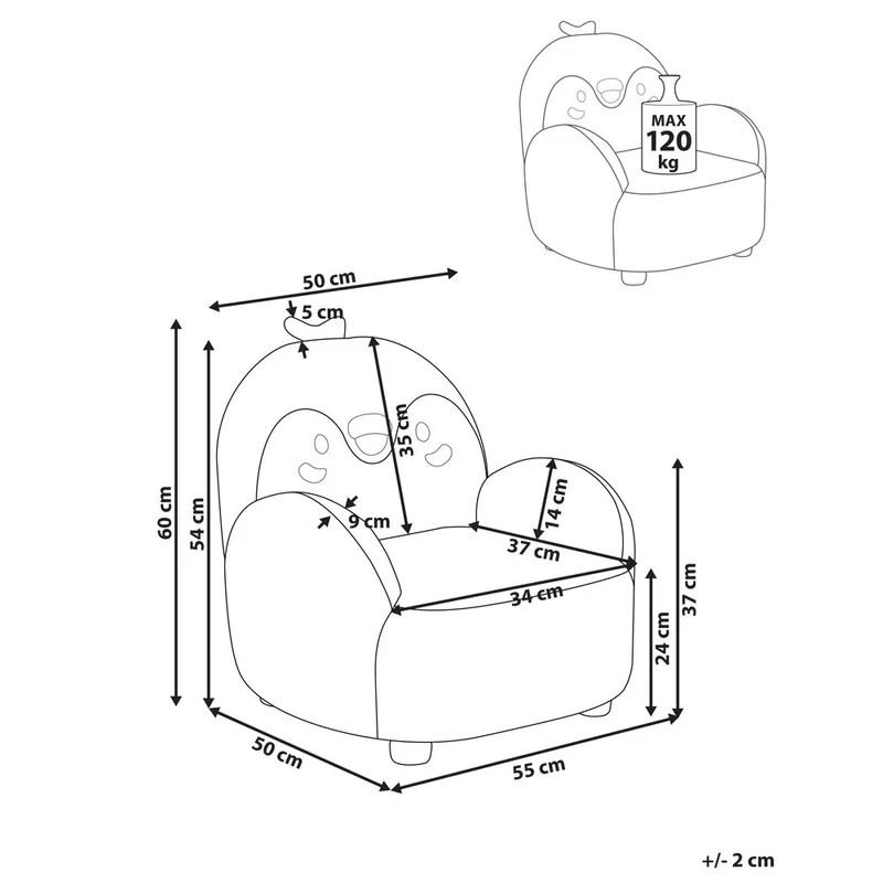 Barnfåtölj Hervik - Grå, vit, brun/50x55x60 - Barn & bebis - Barnmöbler - Barnstolar & fåtöljer - Barnfåtölj