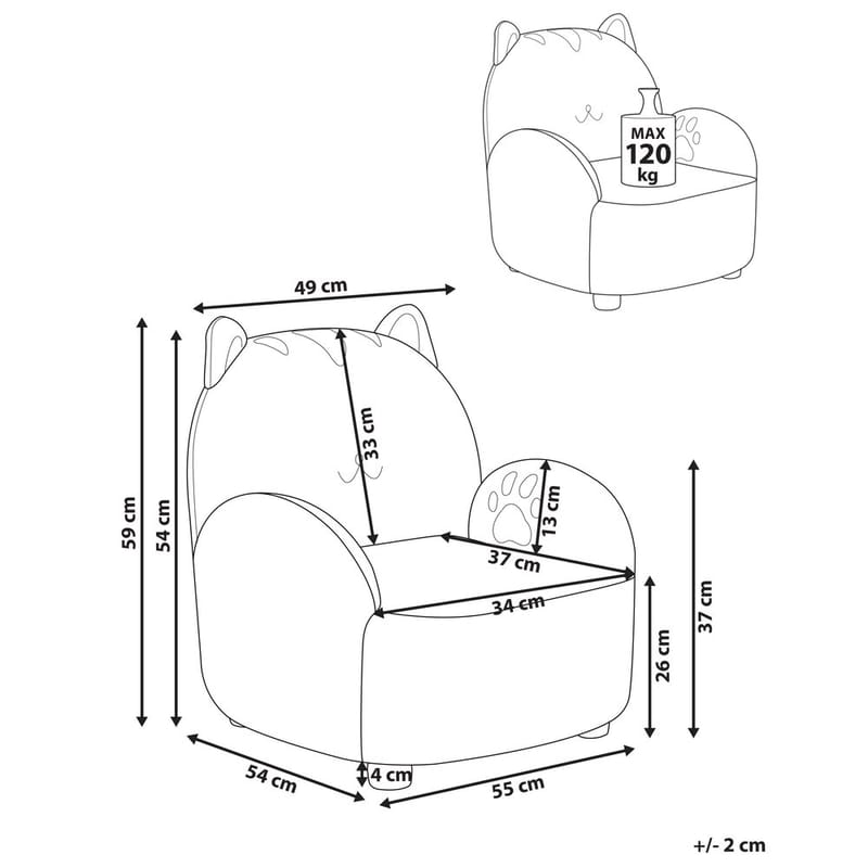 Barnfåtölj Zoar - Beige, brun - Barn & bebis - Barnmöbler - Barnstolar & fåtöljer - Barnfåtölj