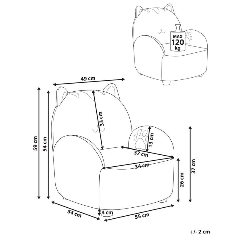 Barnfåtölj Zoar - Vit, brun - Barn & bebis - Barnmöbler - Barnstolar & fåtöljer - Barnfåtölj