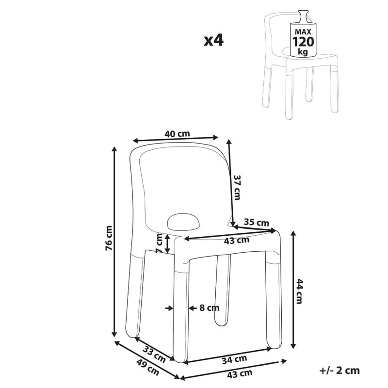 Trädgårdsstol Betim 4-pack - Röd - Utemöbler - Balkong - Balkongmöbler - Balkongstolar