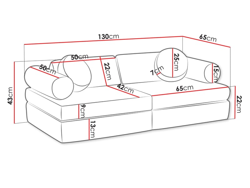 Tharosin Barnsoffa - Rosa - Barn & bebis - Barnmöbler - Barnsoffa