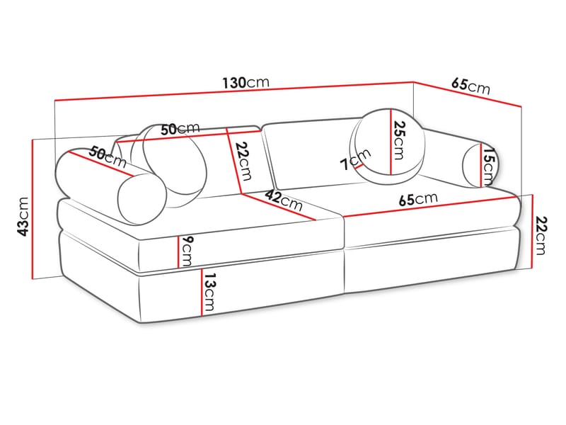Tharosin Barnsoffa - Rosa - Barn & bebis - Barnmöbler - Barnsoffa