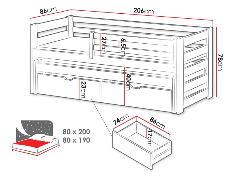 Tynor Juniorsäng 80x200 cm - Beige - Barn & bebis - Barnmöbler - Barnsäng & juniorsäng