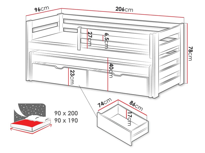 Tynor Juniorsäng 90x200 cm - Beige - Barn & bebis - Barnmöbler - Barnsäng & juniorsäng