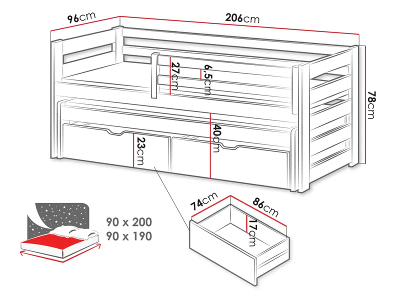 Tynor Juniorsäng 90x200 cm - Beige - Barn & bebis - Barnmöbler - Barnsäng & juniorsäng