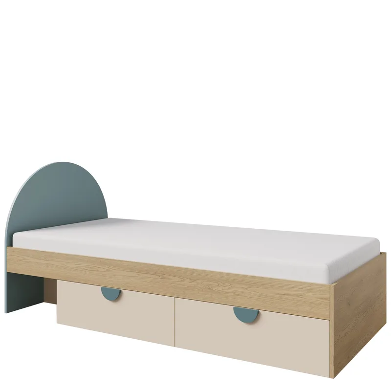 Zarek Juniorsäng 90x200 cm, Brun, blå och beige